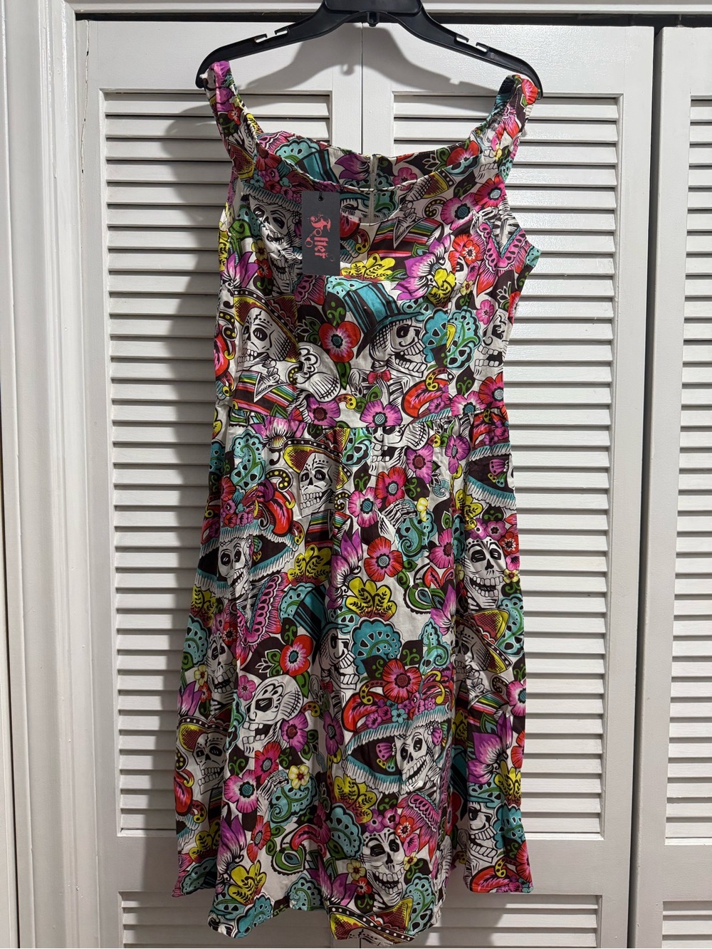 Colorful Day of the Dead Print Floral Mini Dress